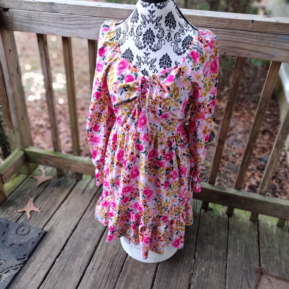 Coquette Girl Floral Long Sleeve Dress